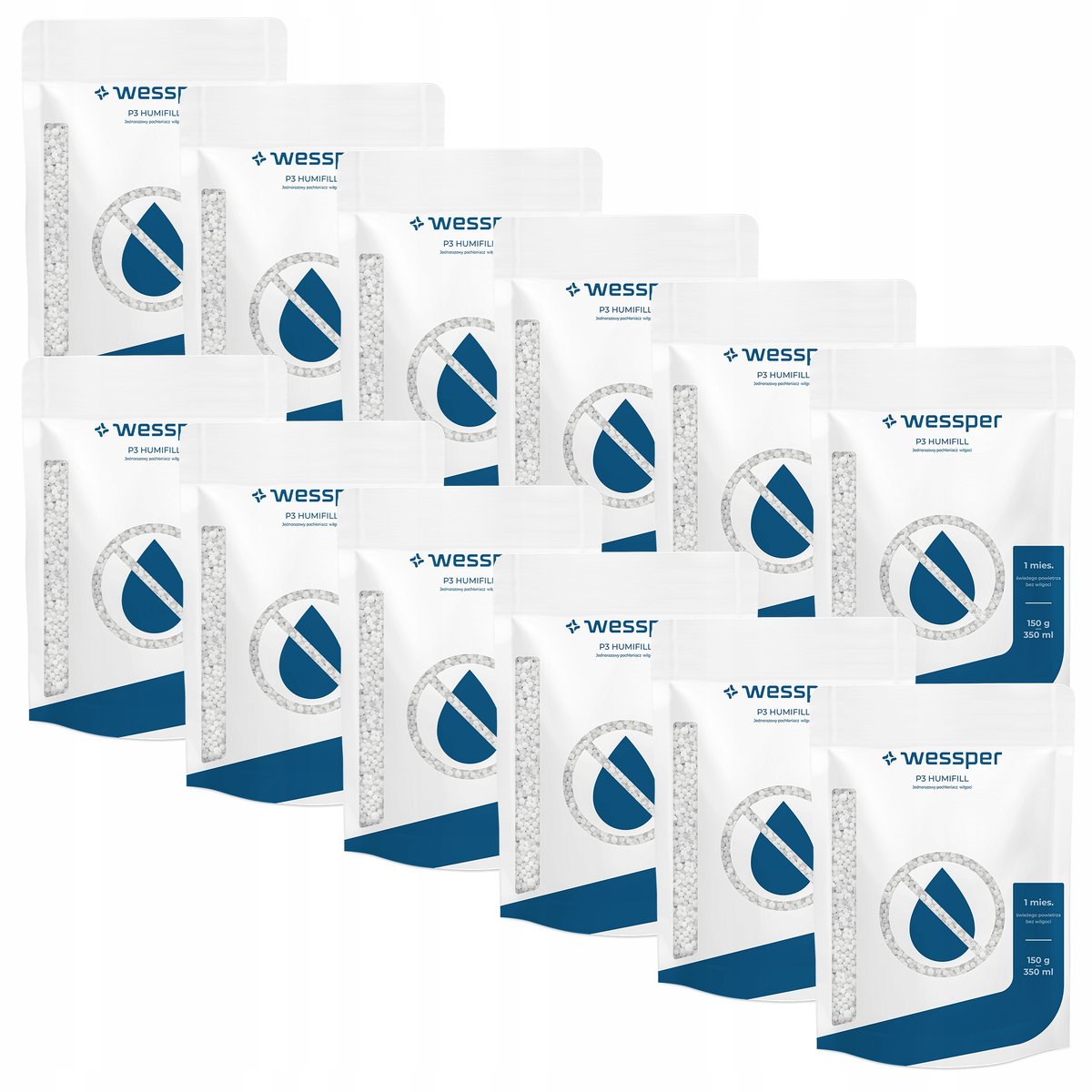 Mocny jednorazowy pochłaniacz wilgoci Wessper P3 Humifill na grzyby 12 szt