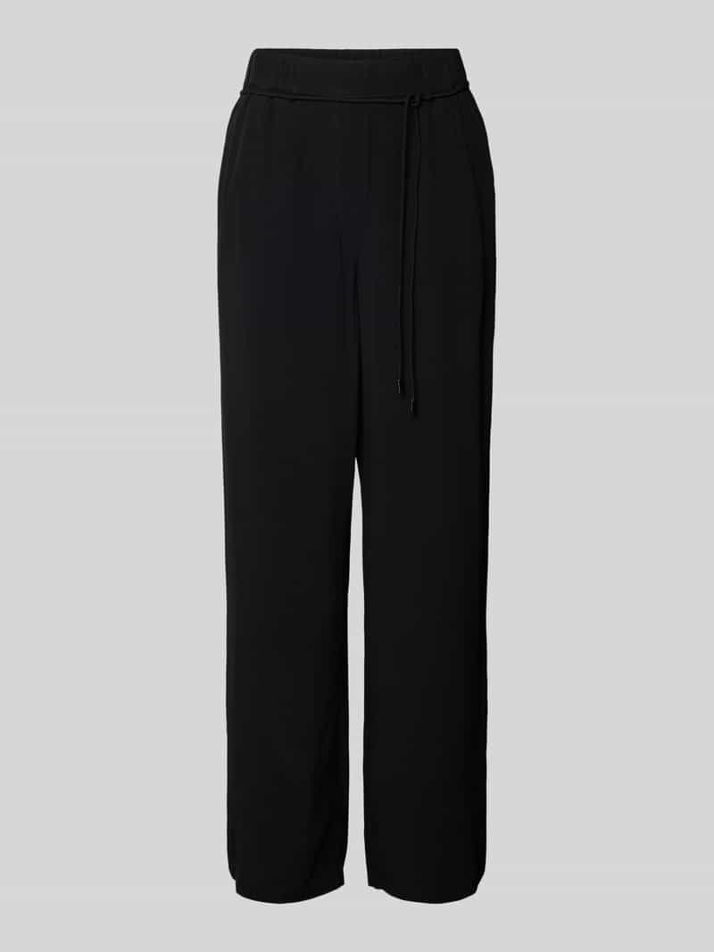 Spodnie materiałowe z szerokimi nogawkami i wiązanym paskiem