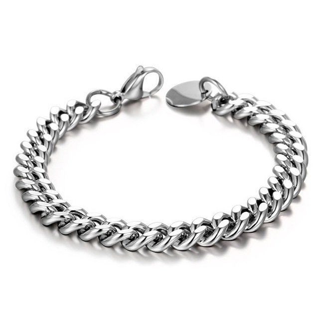 Bransoletka męska łańcuch stal nierdzewna srebrna