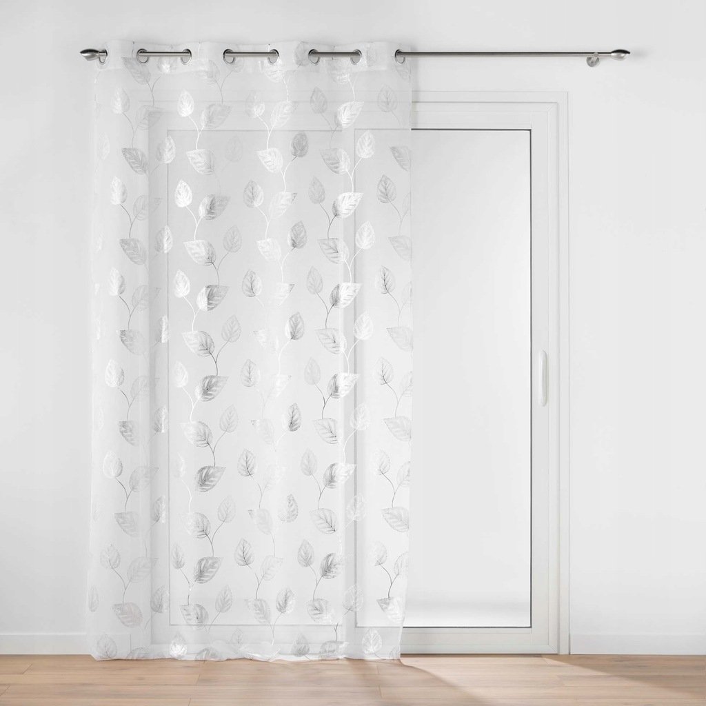 FIRANA GOTOWA NA PRZELOTKACH DO SALONU SREBRNY WZÓR FIRANKA WOAL 140x240