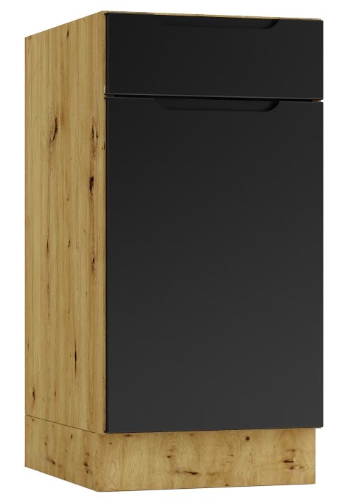 Szafka dolna z szufladą 40 cm dąb artisan + czarny W7-Z24