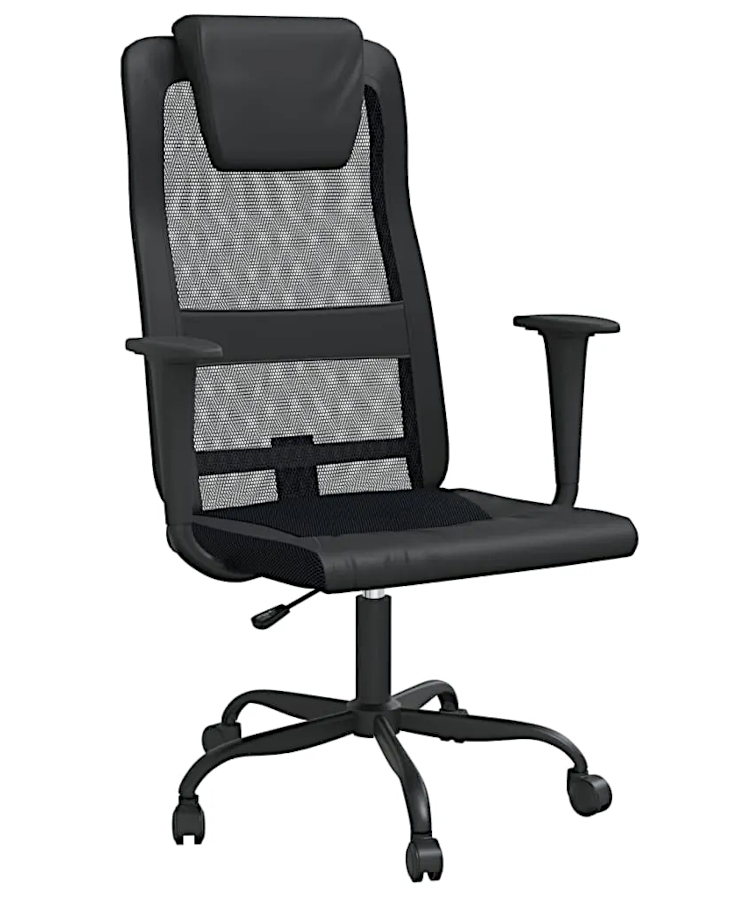 Czarne krzesło biurowe ergonomiczne z ekoskóry M8-L75