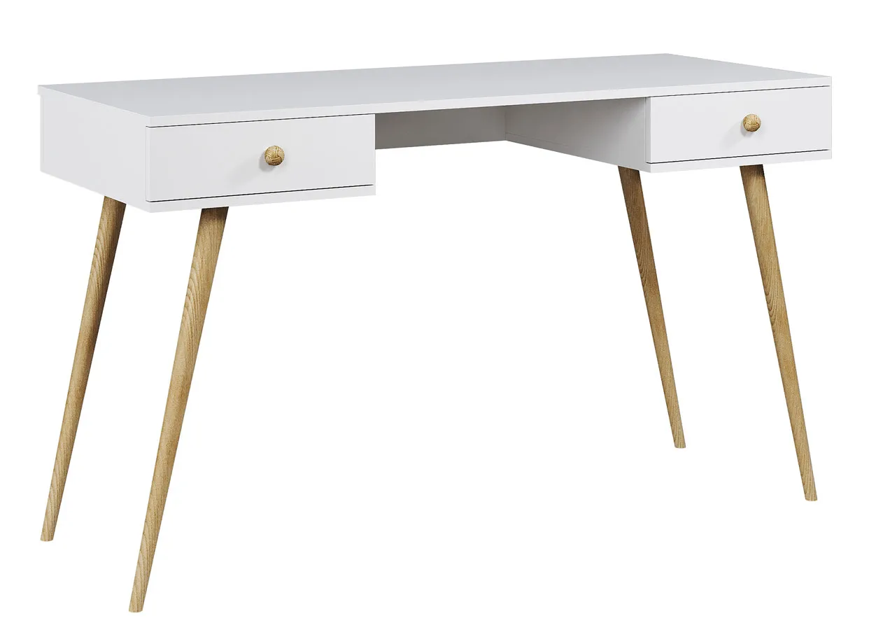 Elior Białe biurko do toaletki z 2 szufladami F0-N37