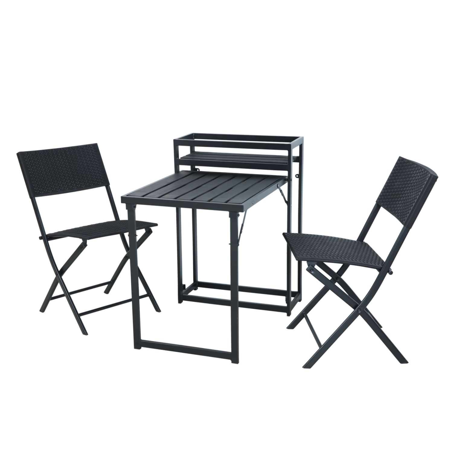 DIRECT HOME AND GARDEN Zestaw mebli balkonowych z kwietnikiem czarny