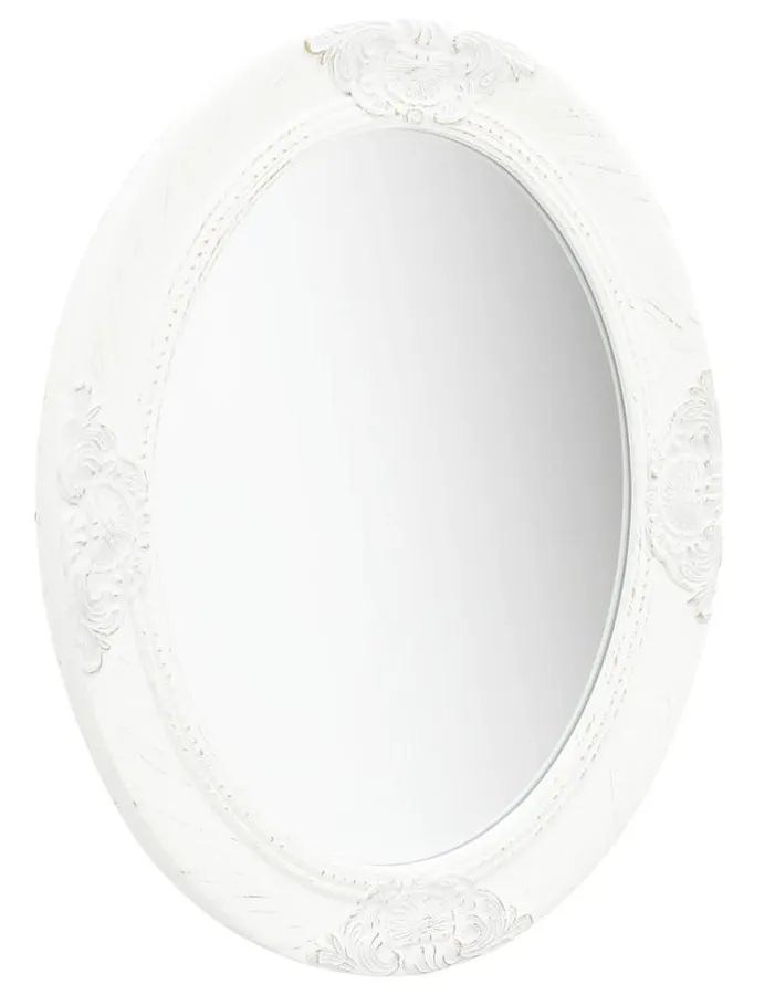 Białe Owalne Lustro W Rustykalnym Biały Połysk P6-L77