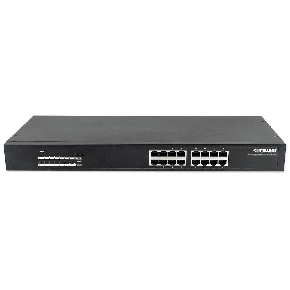 Switch niezarządzalny Intellinet 16x 10/100/1000 Mbps PoE+ 220W Rack 19