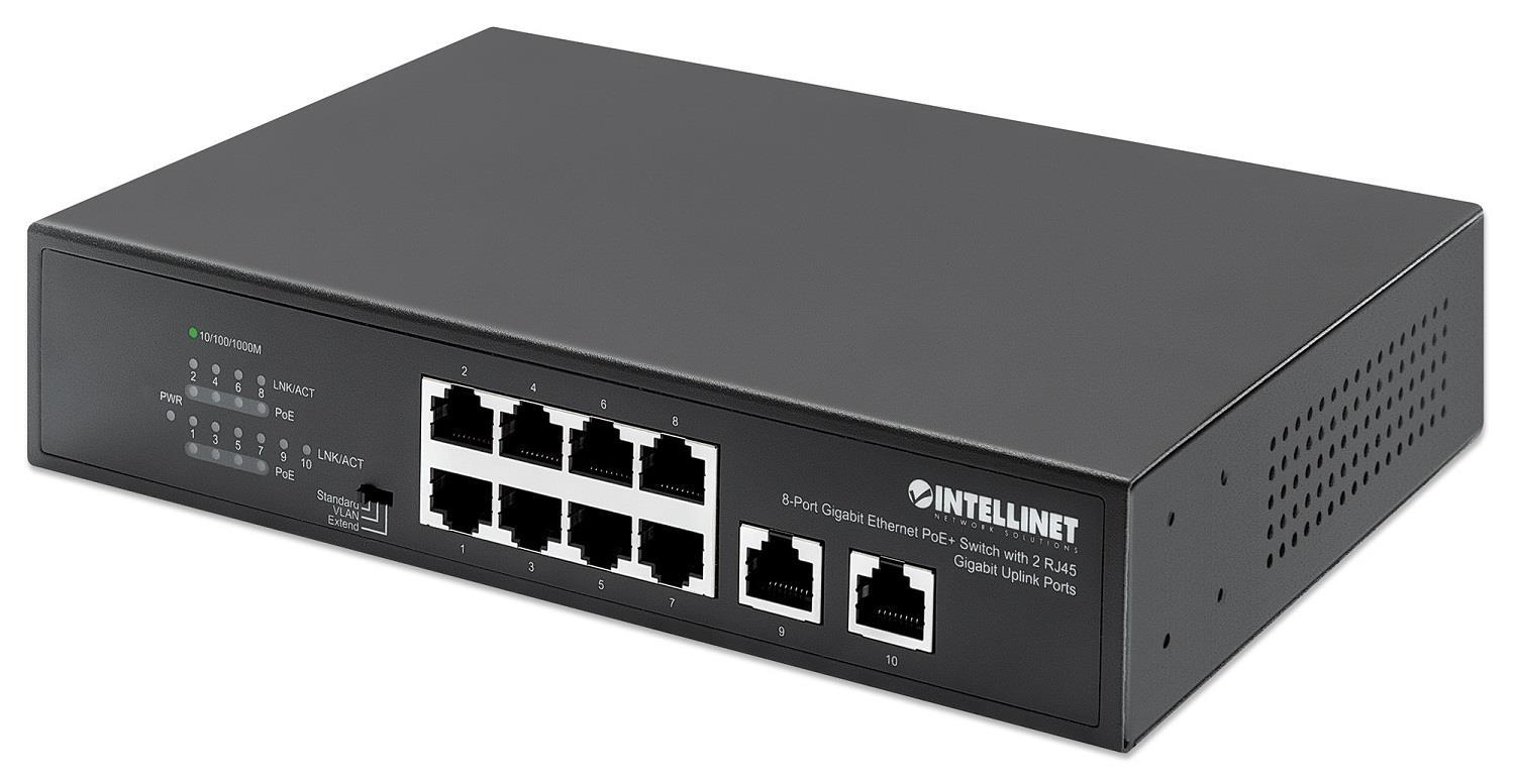 Switch niezarządzalny Intellinet 8x 10/100/1000 Mbps PoE+ 120W + 2x RJ45 Uplink desktop/rack SPILSNBZG0Z0