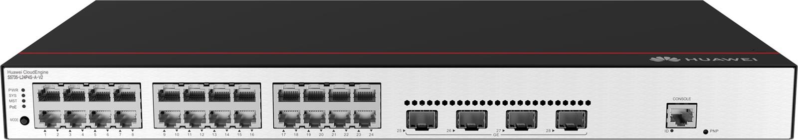 Huawei Switch S5735-L24P4S-A-V2 (24*GE ports, 4*GE SFP ports, PoE+, AC power) + license L-MLIC-S57L (98012021) 1691543