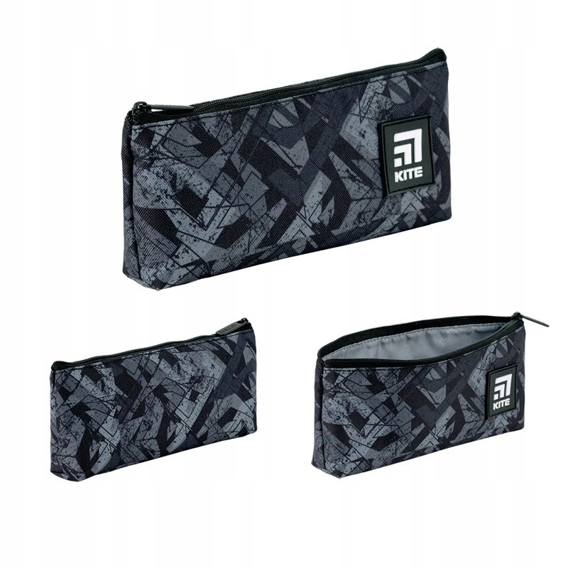 Piórnik saszetka szkolny dla dzieci szary wzory Kite