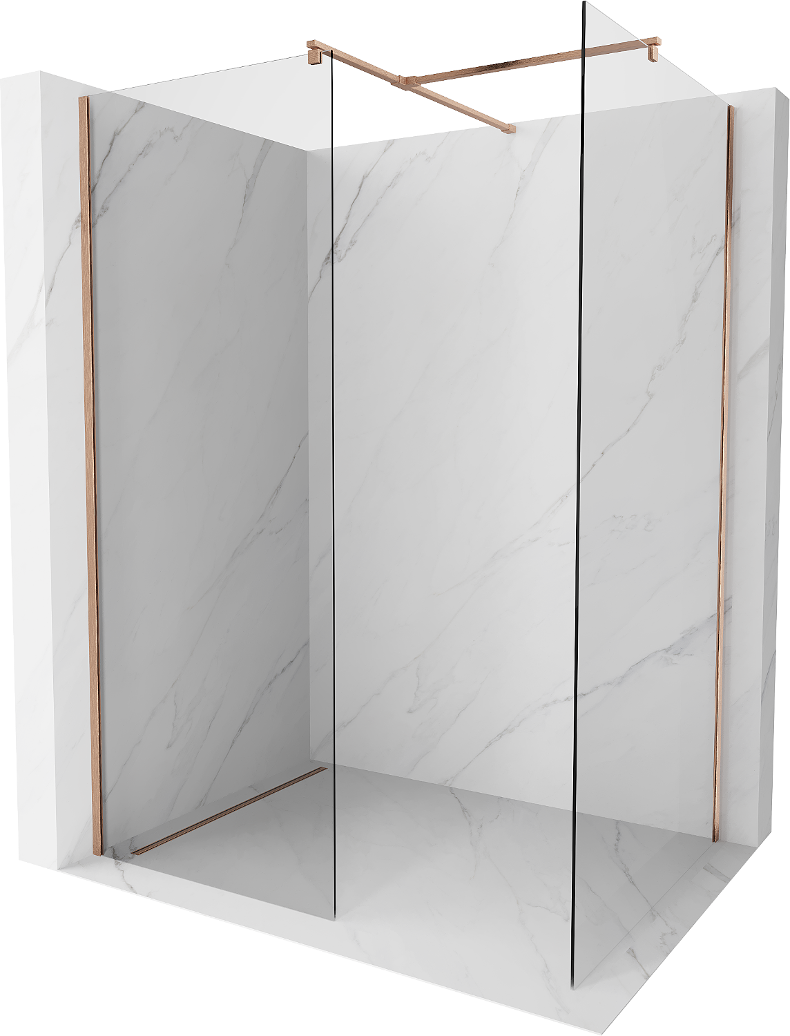 Mexen Kioto ścianka prysznicowa Walk-in 130 x 75 cm, transparent, miedź szczotkowana - 800-130-202-65-00-075