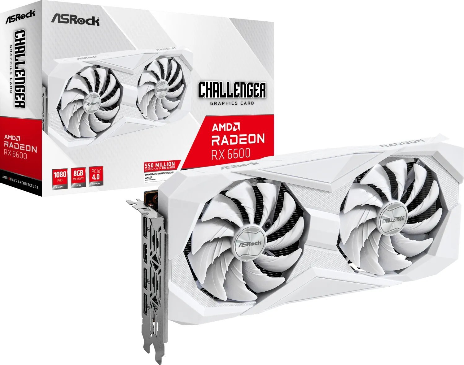 Karta graficzna ASRock Radeon RX 6600 Challenger White 8GB GDDR6 (RX6600 CLW 8G)