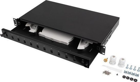 Lanberg Przełącznica światłowodowa 12XSC simplex/12XLC duplex rack 19 1U czarna + akcesoria