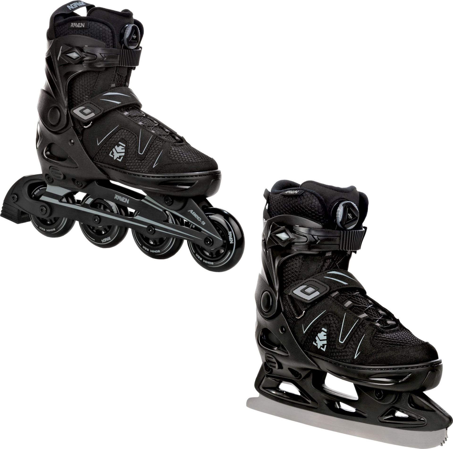 Rolki Raven Inlineskates Pulse PRO z wymienną płozą regulowane czarne r. 40-43