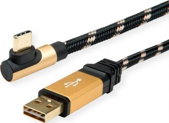 Kabel USB Roline USB-A - USB-C 0.8 m Czarny