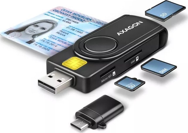 Axagon CRE-SMP2A Czytnik kart identyfikacyjnych & SD/microSD/SIM card PocketReader USB