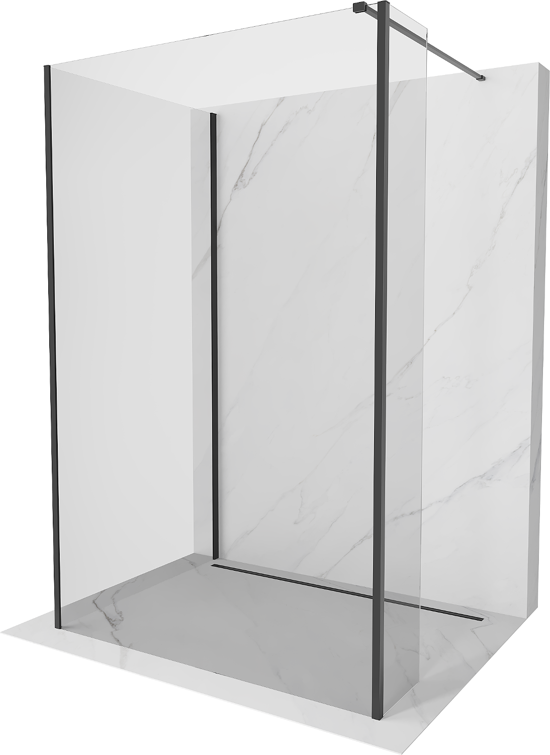 Mexen Kioto ścianka prysznicowa Walk-in 110 x 70 x 40 cm, transparent, czarna - 800-110-070-221-70-00-040