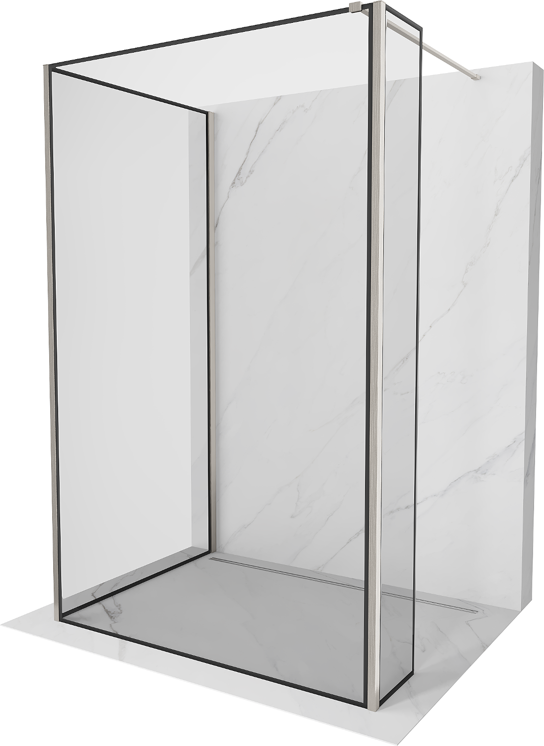 Mexen Kioto ścianka prysznicowa Walk-in 90 x 90 x 40 cm, czarny wzór, nikiel szczotkowany - 800-090-090-221-97-70-040