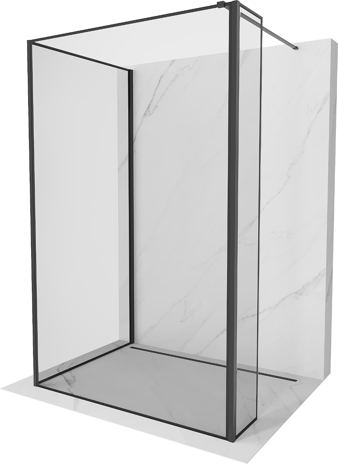Mexen Kioto ścianka prysznicowa Walk-in 140 x 70 x 40 cm, czarny wzór, czarna - 800-140-070-221-70-70-040