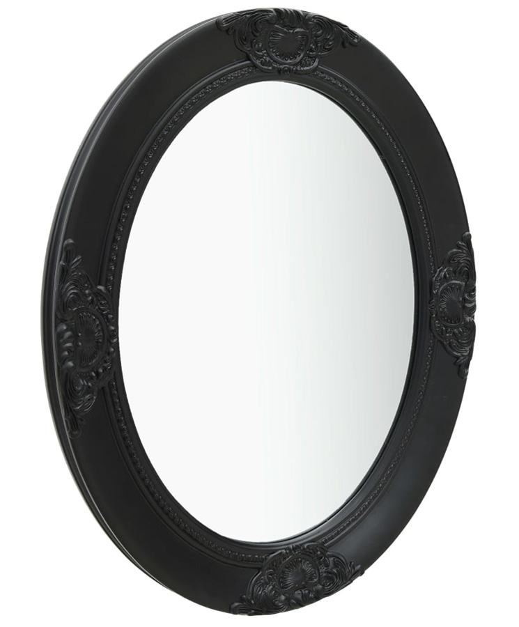 Czarne owalne lustro w rustykalnym stylu L8-P66