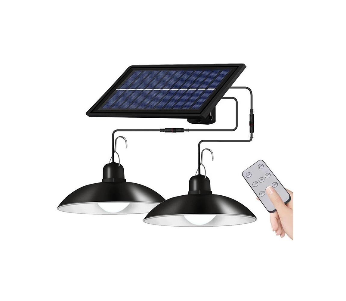 LED Ściemnialny solarny żyrandol na lince 2xLED/1,8W/3,7V IP44 6500K 1200 mAh +pilot