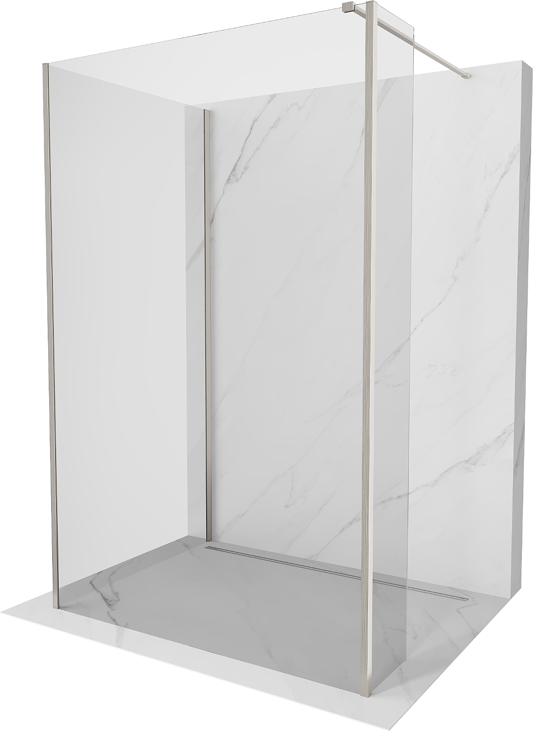 Mexen Kioto ścianka prysznicowa Walk-in 100 x 75 x 30 cm, transparent, nikiel szczotkowany - 800-100-075-221-97-00-030