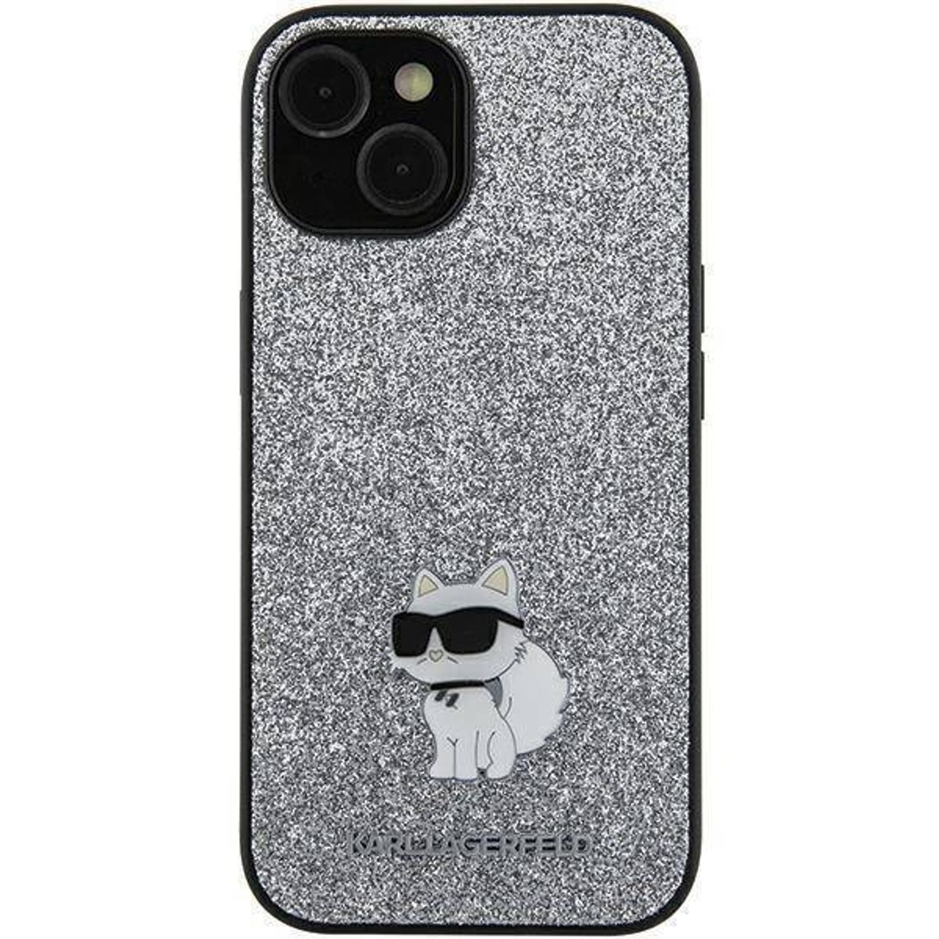 Karl Lagerfeld Etui Fixed Glitter Metal Ikonik do Galaxy A55 5G, srebrny