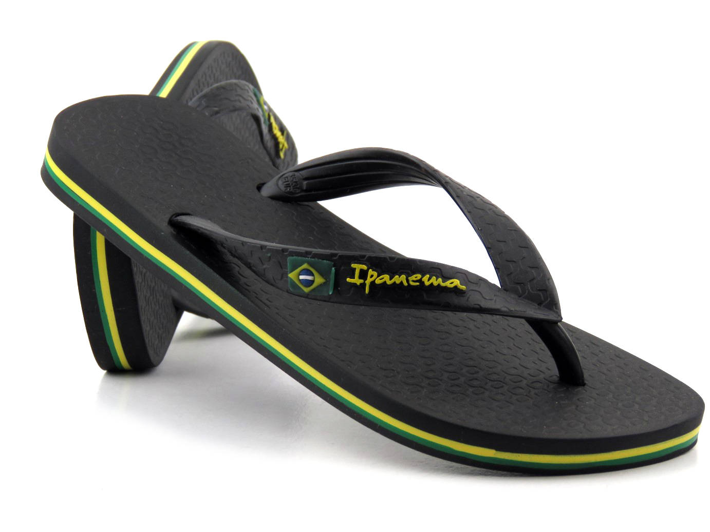 Gumowe japonki damskie IPANEMA 80408, czarne z flagą Brazylii - Ipanema