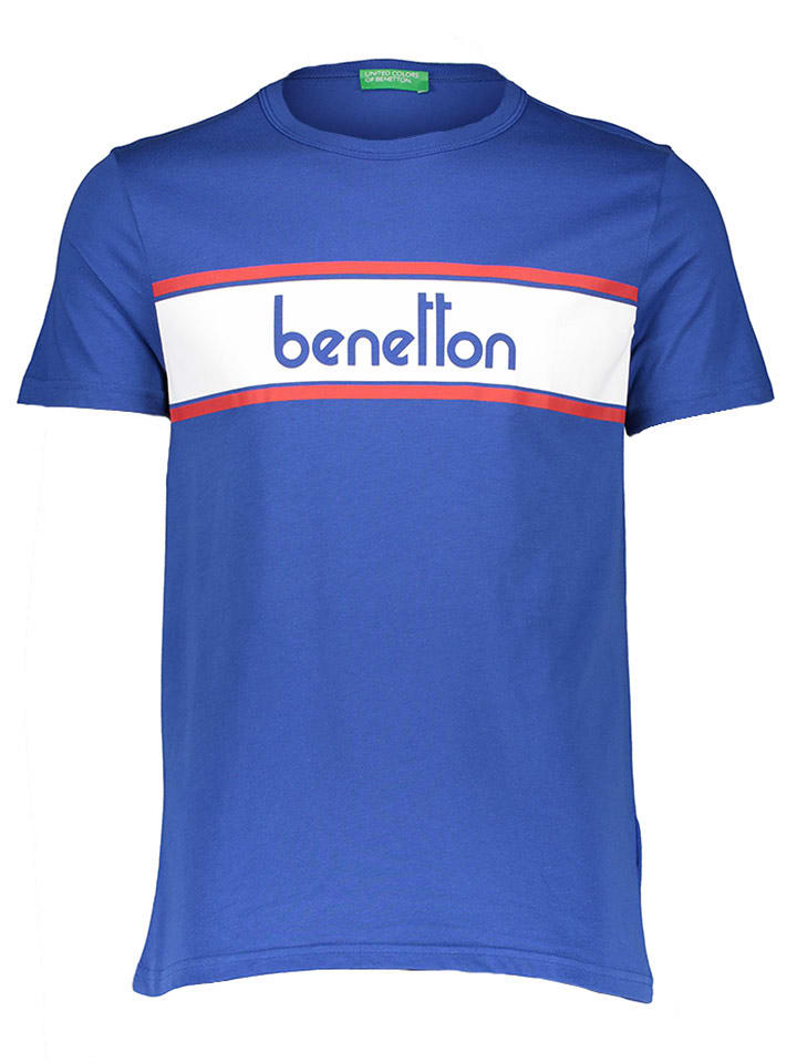 Benetton Koszulka w kolorze niebiesko-białym