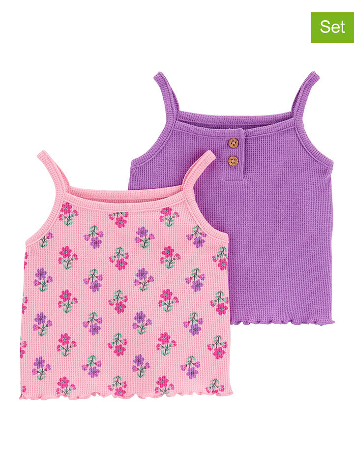 carter's Topy (2 szt.) w kolorze jasnoróżowo-fioletowym