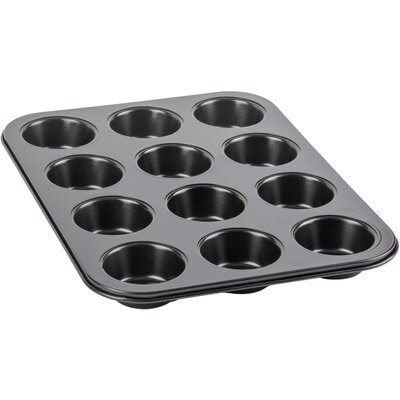 BERRETTI - Forma - Blacha do pieczenia 12 muffinek - stal węglowa - non-stick - czarna - 35x26x2,8 cm - BR-8747