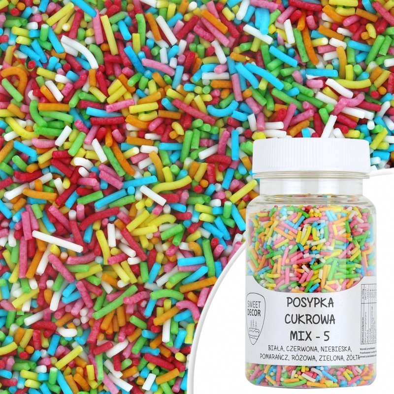 Posypka cukrowa PAŁECZKI KOLOROWE MIX 5 Sweet Decor, 70 g