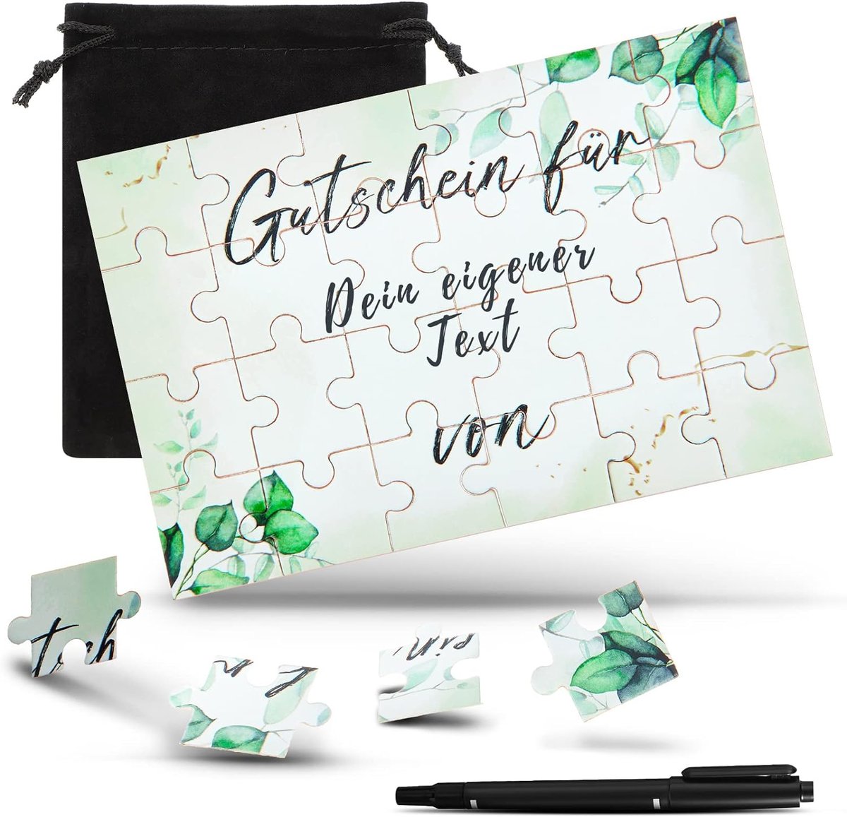 Patelai Drewniane Puzzle DIY 24 Części z Markerem i Torbą, Styl Liści