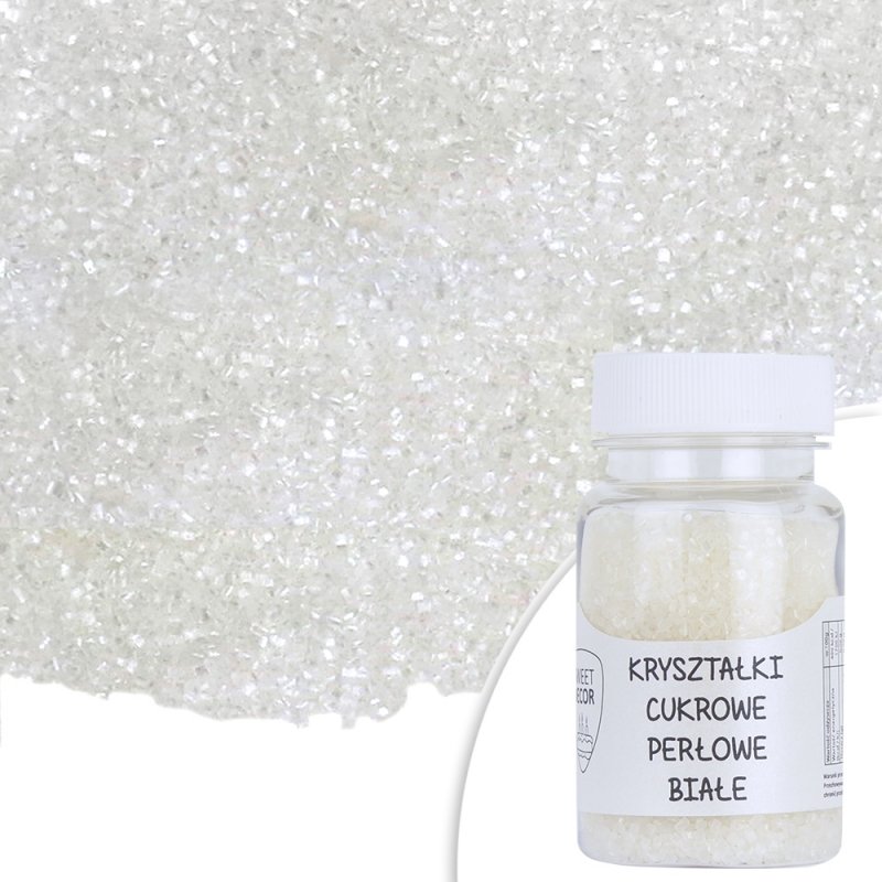 Posypka KRYSZTAŁKI CUKROWE BIAŁE PERŁOWE - CUKIER BIAŁY Sweet Decor, 50 g