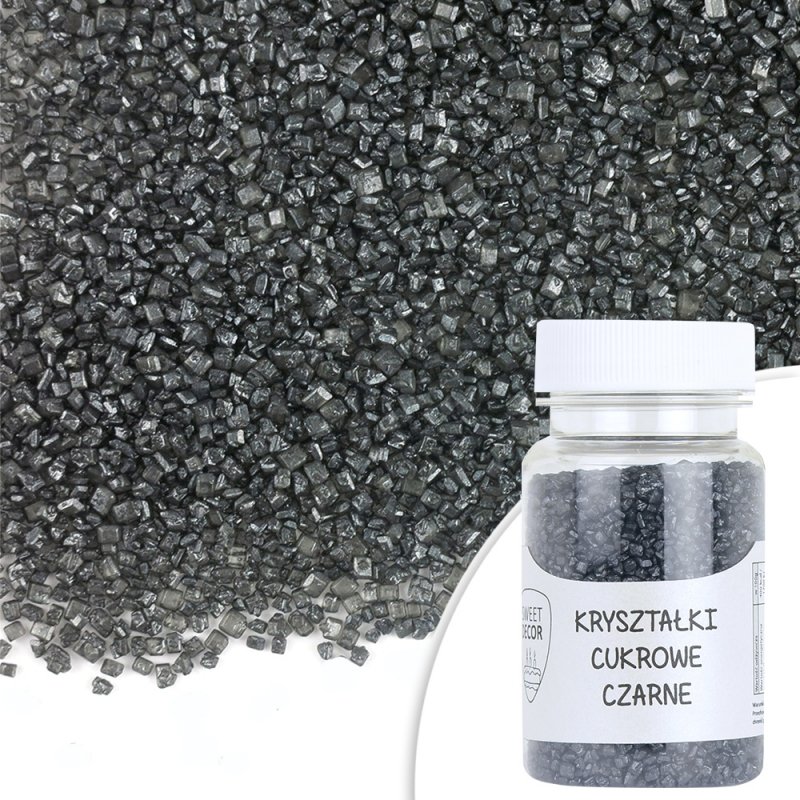 Posypka KRYSZTAŁKI CUKROWE CZARNE - CUKIER CZARNY Sweet Decor, 50 g