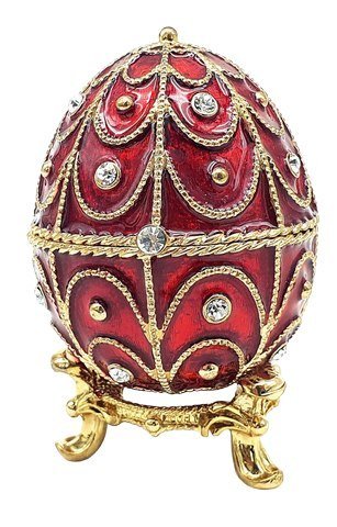 Ekskluzywna metalowa szkatułka z kryształkami - Jajo Fabergé - B0748-17 RD