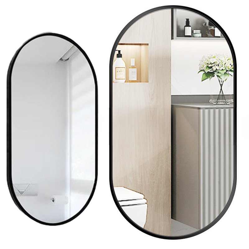 DUŻE LUSTRO OWALNE Industrialne ŁAZIENKOWE SALON SYPIALNIA W CZARNEJ RAMIE 100x50 CM