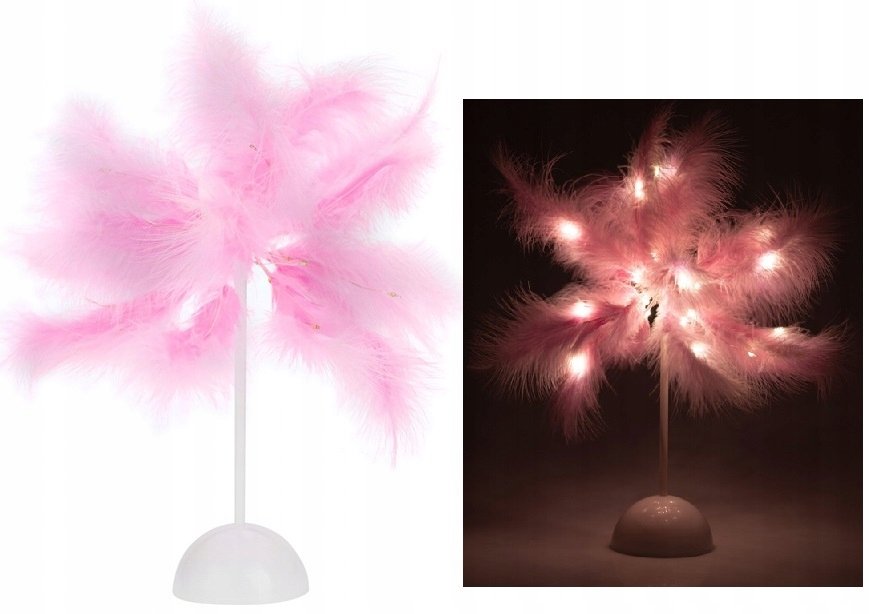 Lampka Nocna LED Dekoracyjna Ozdobna Na Biurko Piórka Na Baterie 40cm