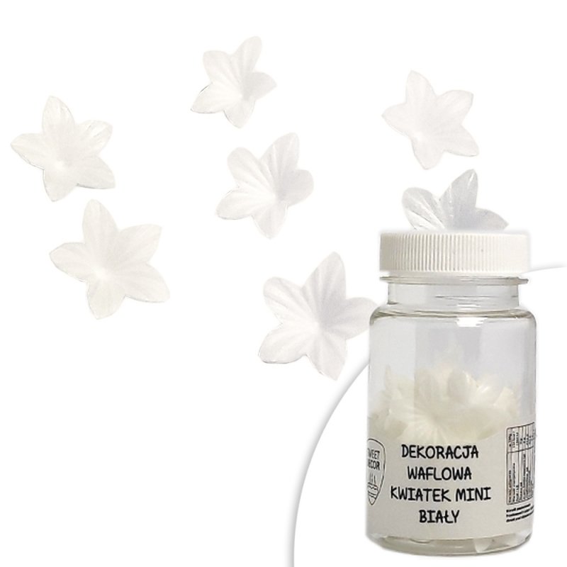 Dekoracje waflowe KWIATKI BIAŁE mini Sweet Decor, 40 szt.