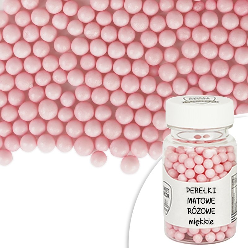 Posypka cukrowa PEREŁKI MIĘKKIE RÓŻOWE matowe Sweet Decor, 30 g