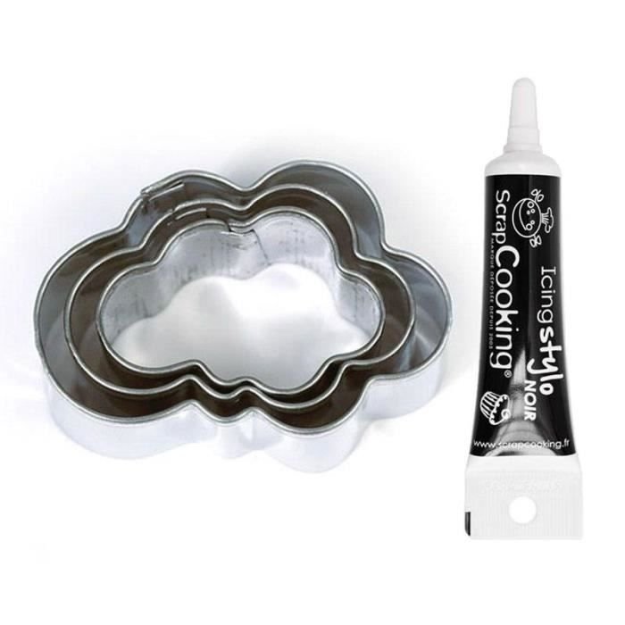 3 mini foremki do ciastek Clouds ze stali nierdzewnej + czarny długopis do lukru