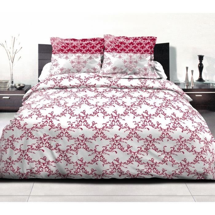 Komplet pościeli 240x260 cm HOME LINGE PASSION FRISE: Poszwa na kołdrę + 2 poszewki na poduszki - 100% bawełna o gęstości 57 nitek - Burgund