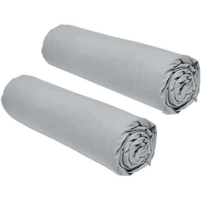 Zestaw 2 prześcieradeł TODAY Essential - 160 x 200 cm - 2 osoby 100% bawełna - Stal