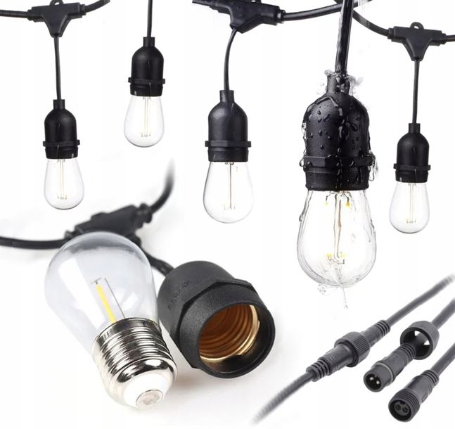 Girlanda Ogrodowa Świetlna 12m Ip65 +żarówki 10led
