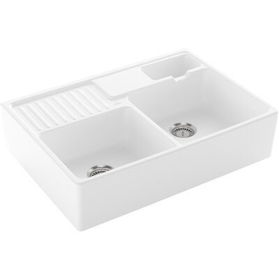 Villeroy & Boch (ceramiczny) modułowy Classicline dwukomorowy kuchenny 90 KM stone [Biały mat] (632391RW)