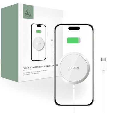 Ładowarka indukcyjna TECH-PROTECT QI15W-A34 Magnetic Magsafe 15W Biały