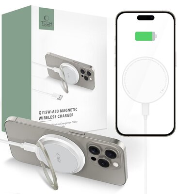 Ładowarka indukcyjna TECH-PROTECT QI15W-A33 Magnetic Magsafe 15W Biały