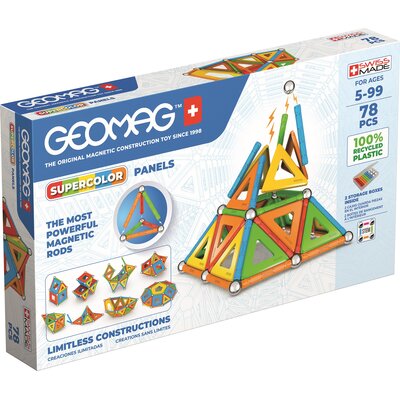 GeoMag Supercolor Panels Recycled. Klocki magnetyczne, 78 elementów