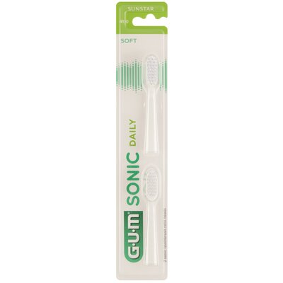 Sunstar Gum Butler Końcówki Sunstar GUM 4110 Sonic Daily 2 szt. do szczoteczki sonicznej GUM Sonic Daily 4100 białe