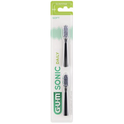 Sunstar Gum Butler Końcówki Sunstar GUM Sonic Daily 4110 2 szt. do szczoteczki sonicznej GUM Sonic Daily 4100 czarne