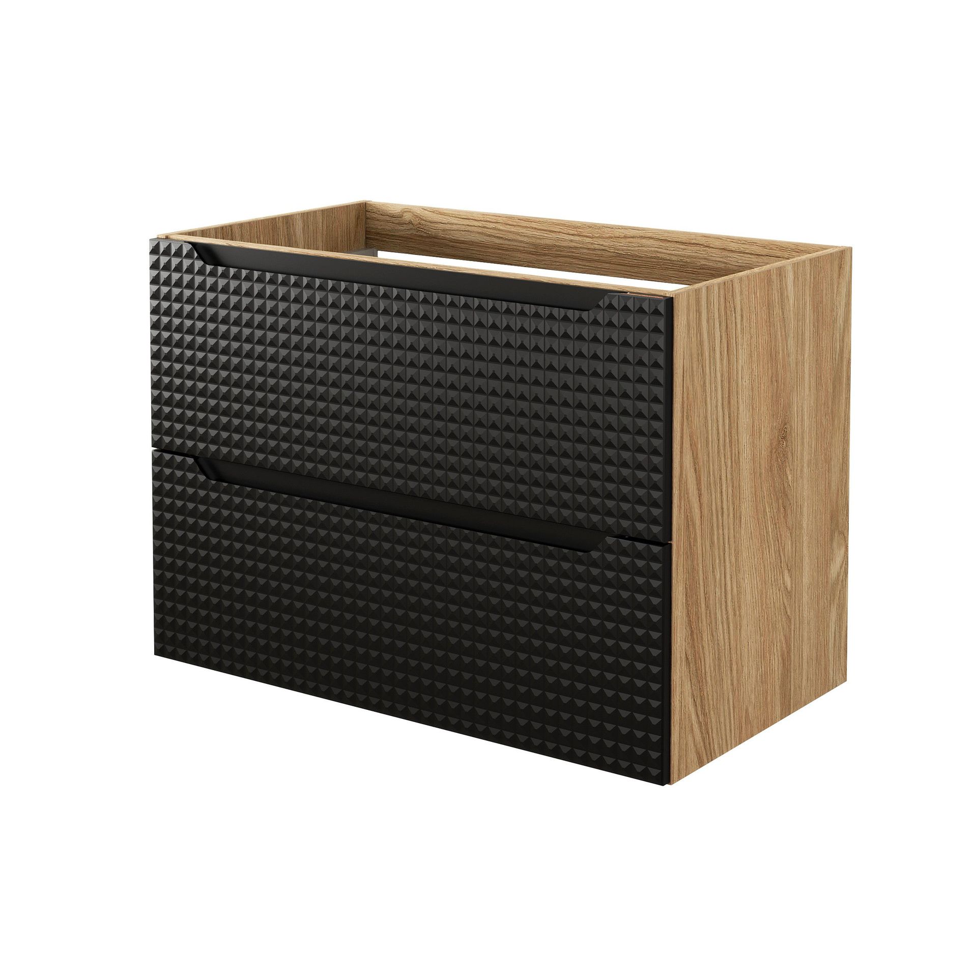 Szafka łazienkowa pod umywalkę Comad Luxor 80 cm czarny mat/jasne drewno 82-80-2S